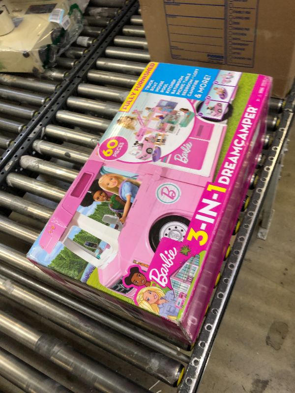 Photo 1 of Barbie Camper 3-in-1 DreamCamper Toy Playset Transforming Camper with Pool, Truck and Boat 60 Barbie Accessories Kids Toys and Gifts 3 in 1 Camper