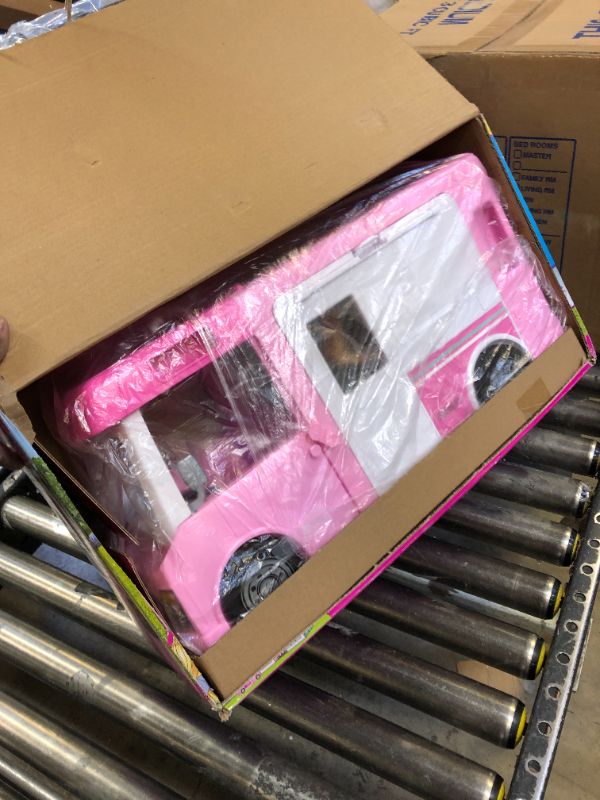 Photo 1 of Barbie Camper 3-in-1 DreamCamper Toy Playset Transforming Camper with Pool, Truck and Boat 60 Barbie Accessories Kids Toys and Gifts 3 in 1 Camper