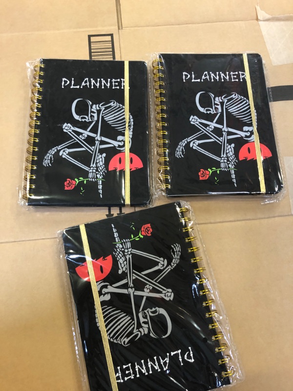 Photo 2 of 2024 Planner, 12-Month Weekly Monthly Planner from JAN.2024 to DEC.2024, 8.4" X 6", Planner Notebook with Spiral Bound, Stickers & Sticky Index Tabs, Thinker Skull Black - 02 3 PACK 