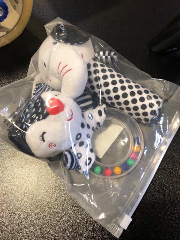 Photo 2 of Baby Rattles 0-6 Months: Soft Rattles for Babies 0-6 Months Newborn Sensory Toys, High Contrast Black and White Baby Toys 0-3 Months Plush Rattle Toy for Infant Boys Girls 0 3 6 9 12 Months Gift