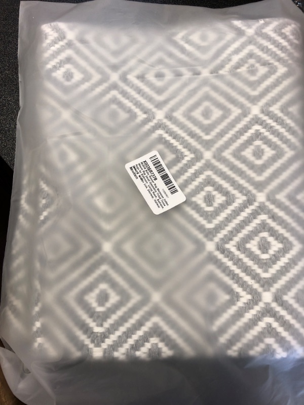 Photo 2 of GRAY NOT ORANGE REFER TO LIVE PHOTO FOR CORRECT C0LOR MUBIN Boho Rug - 2' ×4'3", Woven GRAY and White Diamond Rug - Bath Mat, Kitchen Rug, Washable Cotton Throw Rug - Kitchen, Laundry, Doorway, Porch, Hallway 2' ×4'3" grY 