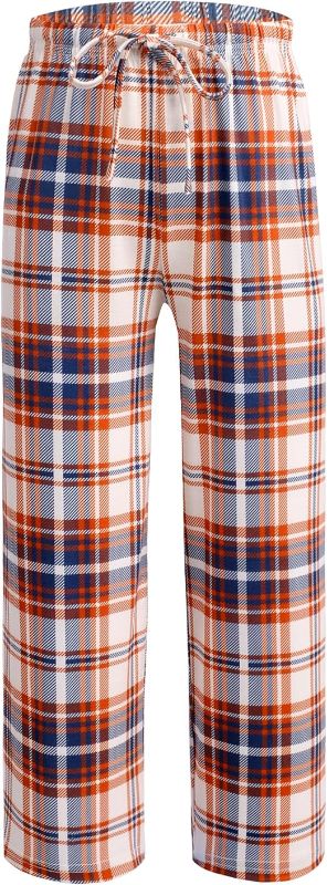 Photo 1 of  Pajama Pants Long Sleep Pants Soft Elastic Waist Pajama Bottoms Plaid Lounge Pants 