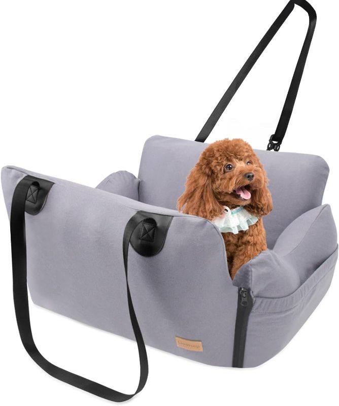 Photo 1 of Dog Car Seat for Small Dogs Car Dog Seat with Storage Pockets and Safety Leash Car Seat for Dogs Small 5-15 lbs Portable Dog Carseat Light Grey
