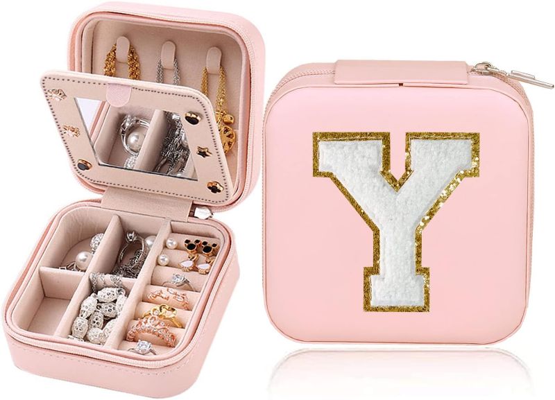 Photo 1 of CRUOXBB Jewelry Box for Women Girls,Mini Portable Jewelry Case For travel,Personalized Small Jewelry CaseJewelry Organizer Box with Mirror (Pink-Y)
 