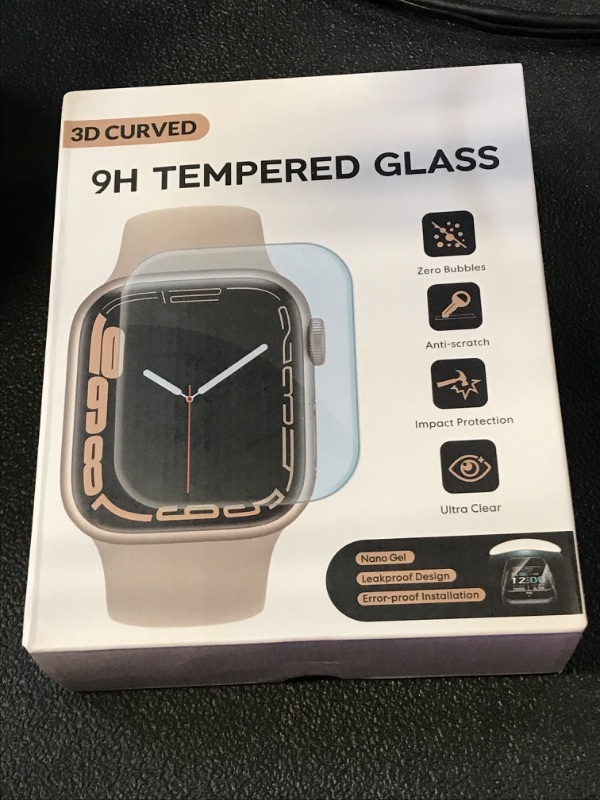 Photo 3 of Compatible for Clear Apple Watch Band with Screen Protector, [Auto-Dispersion Tech] Full Coverage Hide Scratches Tempered Glass with Bumper Case for iWatch SE2/SE Series 8 7 6 5 4
 