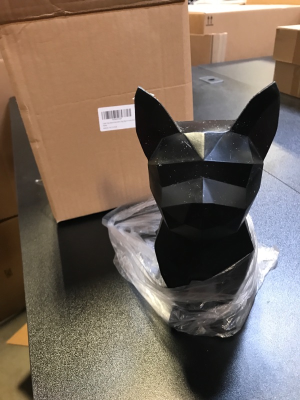 Photo 3 of  Cute Black Dog Statue Geometric Abstraction Bulldog Animal Sculpture for Home Décor Modern Decorations Gifts for Living Room, Bedroom, Shelf, Office 