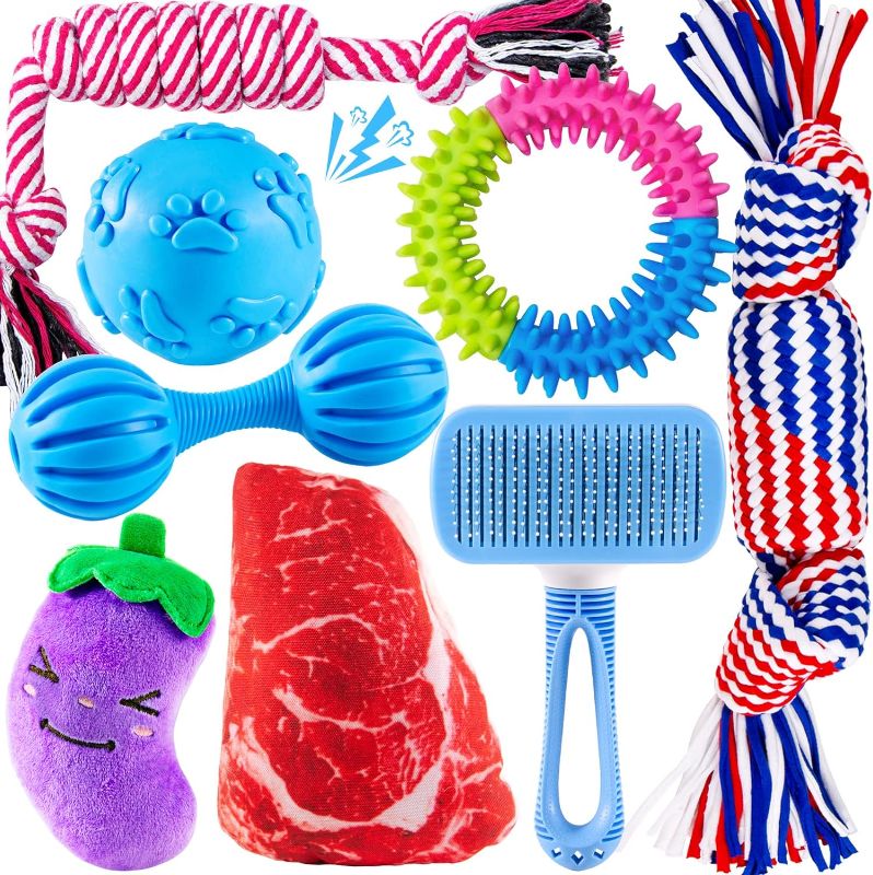 Photo 1 of Dog Toys Bundle for Small Dogs, Puppy Toys Set for Teething Small Dogs, Puppy Chew Toys, Small Dog Toys Pack with Stuffed Squeaky Toys, Dog Ball, Ring Toy, Rope Toy
 