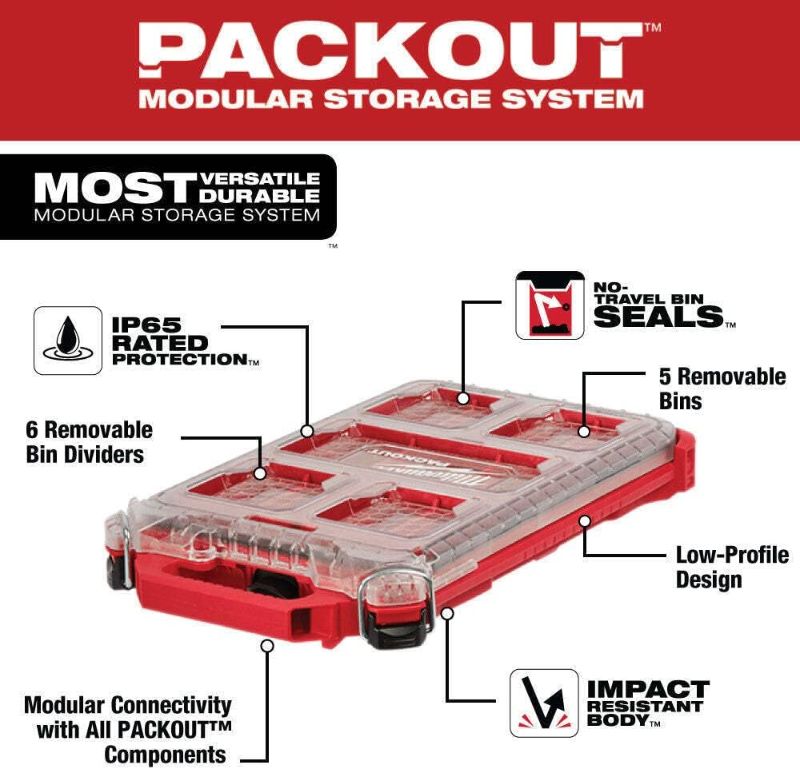 Photo 1 of  Milwaukee PACKOUT Small Parts Organizer 5 Compartment Low Profile Compact 