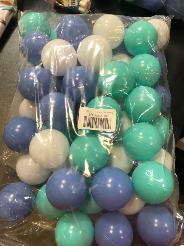 Photo 2 of Ball Pit Balls for Kids - Plastic Balls for Ball Pit, Play Balls for & Playhouse Childrens Toy, Ocean Balls Include a Net Bag 50pcs White&Blue&Green