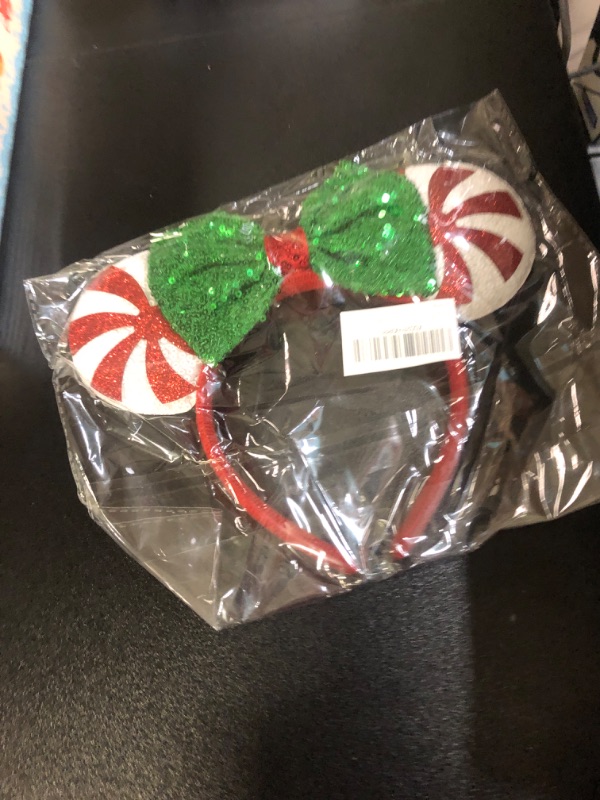 Photo 2 of CLGIFT Christmas Red Peppermint Candy Minnie Ears