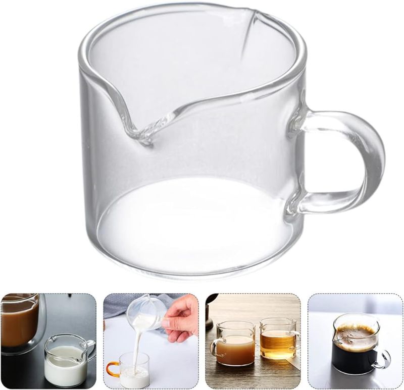 Photo 1 of  2pcs Double Mouth Milk Cup Glass Mug Double-Mouth Cup Yogurt Cup Glass Milk Cup Glass Baking Cup Coffee Mug Coffee Cup Kitchen Baking Cup Double-Mouth Mug Children Milk Cup Tea Cup
