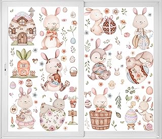 Photo 1 of 12 Sheets Big Size Easter Window Clings Easter Decor Easter Decorations Cute Bunny Eggs Window Decals Easter Eggs Flowers Window Sticker Home School Office Party Supplies https://a.co/d/7qWw13w