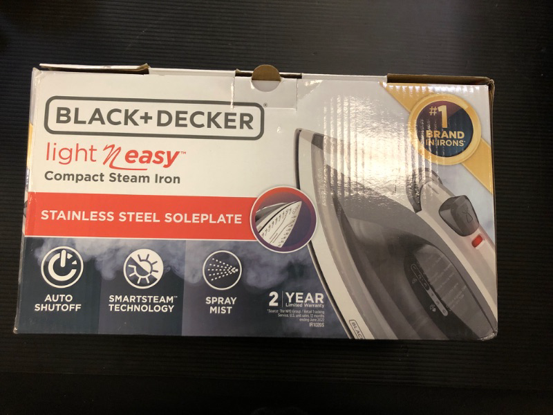 Photo 3 of BLACK+DECKER Light ‘N Easy™ Compact Steam Iron with Stainless Steel Soleplate, Lightweight, Anti-Drip, Grey