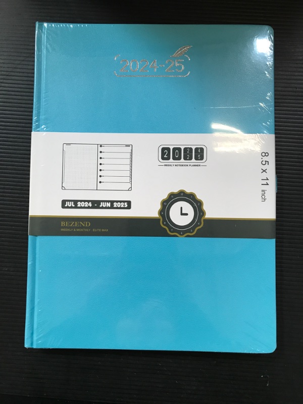 Photo 2 of BEZEND Planner 2024-2025, Large Size 8.5" x 11" Weekly Notebook Academic Calender-120 GSM Thick Paper-12 Months (July 24 - June 25) Daily Weekly and Monthly with Tabs, Inner Pocket, Hard Cover (Sky Blue)