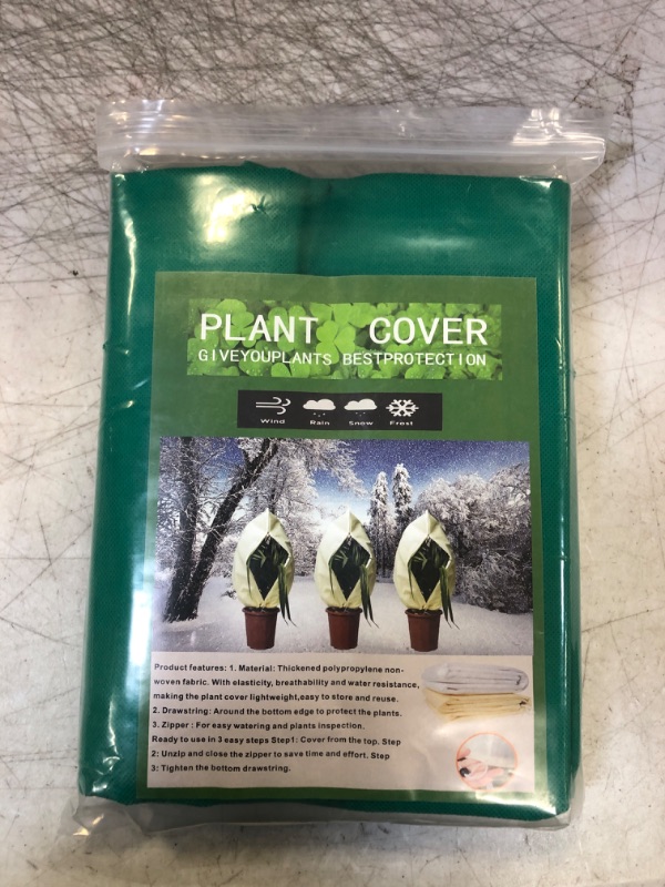 Photo 2 of 2 Packs Plant Covers Freeze Protection 31.5" X 47.2" Frost Blankets for Outdoor Plants, 2.1oz/yd² Thicken Frost Cloth Plant Freeze Protection Tree Covers for Winter with Zipper and Drawstring 31.5 X 47.2 Inch