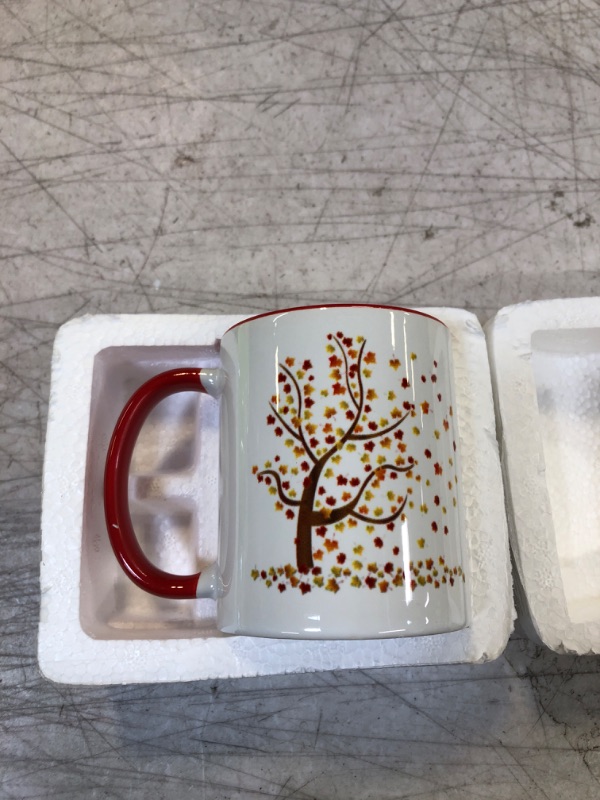 Photo 2 of 3dRose mug_62989_5 "Fall Tree with Leaves" Two Tone Red Mug, 11 oz, Multicolor
