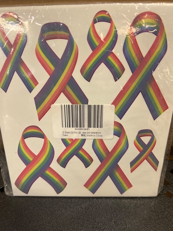 Photo 2 of 20 Sheets 200 Pcs LGBT Gay Temporary Tattoos Stickers Rainbow Ribbon Tattoos LGBT History Month Face Body Tattoos Stickers for LGBT History Month Pride Day Equality Parades and Celebrations