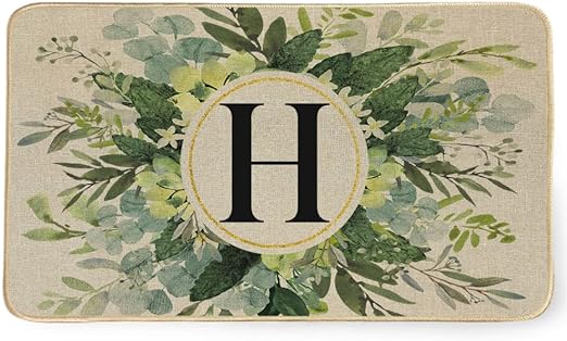 Photo 1 of 
GEEORY Monogram Letter H DoorMats for Front Door Floral Decorative Initial Door Mats Outdoor Entrance Home Farmhouse Last Name Sign Decor for Indooor Outdoor GK027