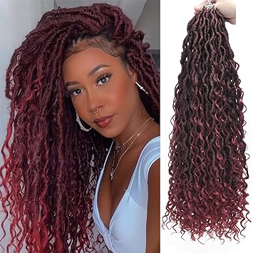 Photo 1 of 6Packs Goddess Locs Crochet Hair,22Inch Curly Faux Locs Crochet Hair Hippie Locs Crochet Braids Long Crochet Goddess Faux Locs for Black Women(22inch 1B/bug)