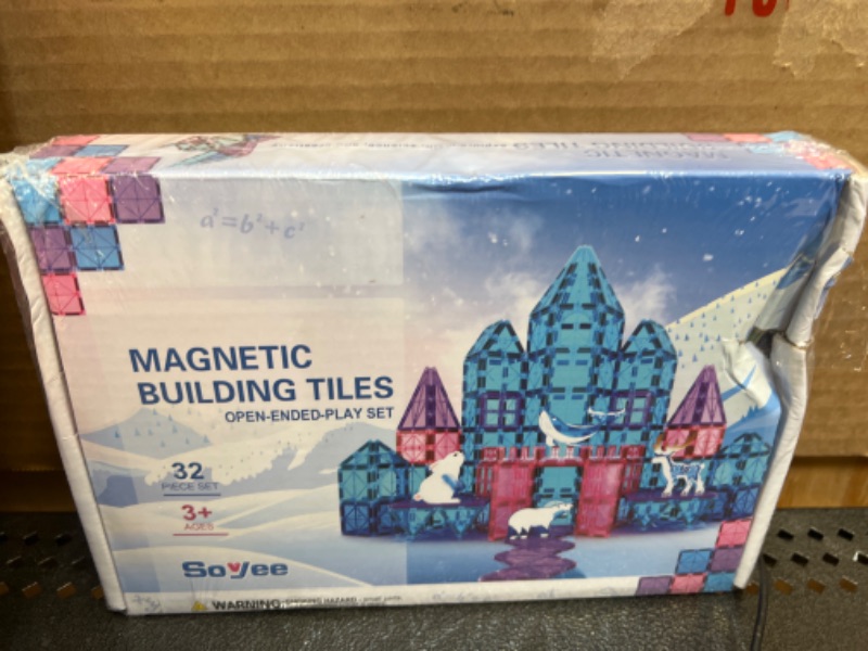 Photo 2 of  Frozen Princess Castle Magnetic Tiles Building Blocks - 3D Diamond Blocks, STEM Educational Toddler Toys for Pretend Play, 4 Year Old Girl Birthday Gifts Kids Ages 3 5 6 7 8