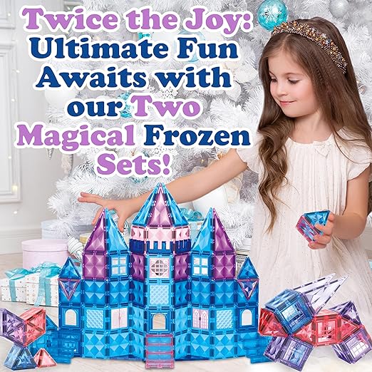 Photo 1 of  Frozen Princess Castle Magnetic Tiles Building Blocks - 3D Diamond Blocks, STEM Educational Toddler Toys for Pretend Play, 4 Year Old Girl Birthday Gifts Kids Ages 3 5 6 7 8