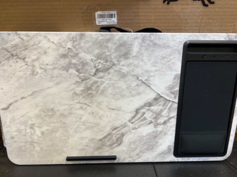 Photo 2 of LapGear Elevation Pro Lap Desk with Gel Wrist Rest, Device Ledge, Mouse Pad, Booster Cushion and Phone Holder - White Marble - Fits up to 17.3 Inch Laptops - Style No. 88101 Elevation Pro White Marble