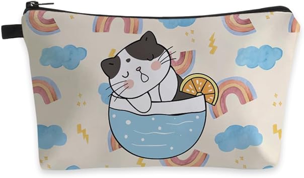 Photo 1 of Deanfun Small Makeup Case - Cute and Waterproof Cosmetic Bag for Women(Rainbow, Cat, Cup D5-56365)