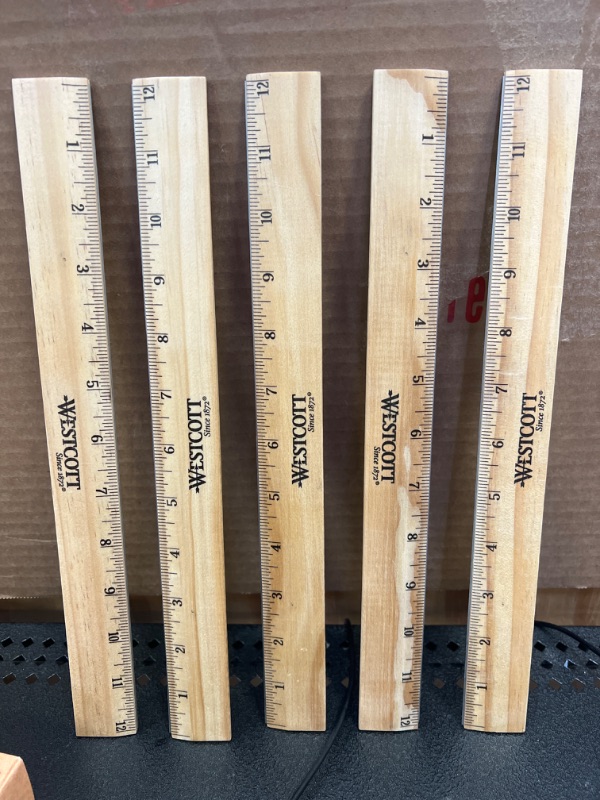 Photo 1 of  Beveled Edge Wooden Ruler, 12 Inch (Pack of 5) 1 Count (Pack of 5)
