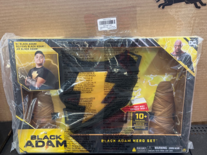 Photo 2 of DC Comics, Black Adam Hero Set, Light-up Chest Plate, Gauntlets, Cape, 10+ Sounds, Black Adam Movie Kids Roleplay Costume for Boys and Girls Ages 4 and Up