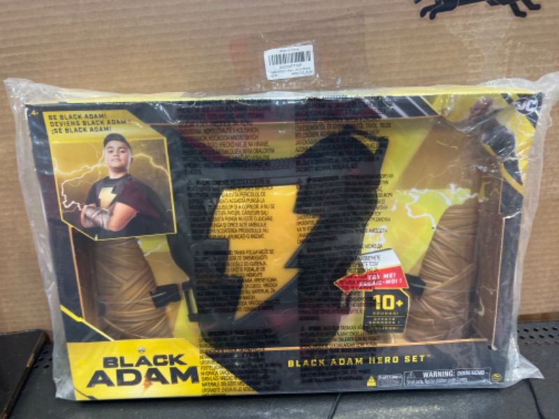 Photo 2 of DC Comics, Black Adam Hero Set, Light-up Chest Plate, Gauntlets, Cape, 10+ Sounds, Black Adam Movie Kids Roleplay Costume for Boys and Girls Ages 4 and Up