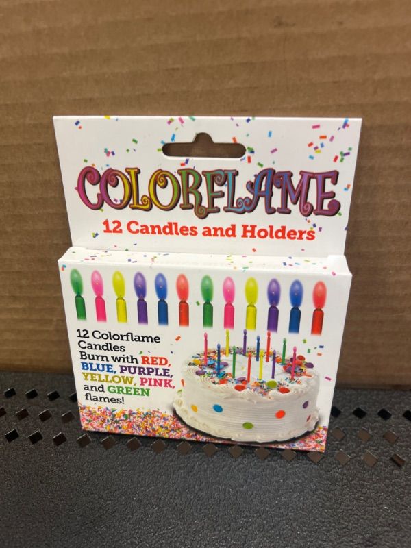 Photo 1 of Colorflame Birthday Candles with Colored Flames - Birthday, Party, Cake Decor - 12 Candles Per Box