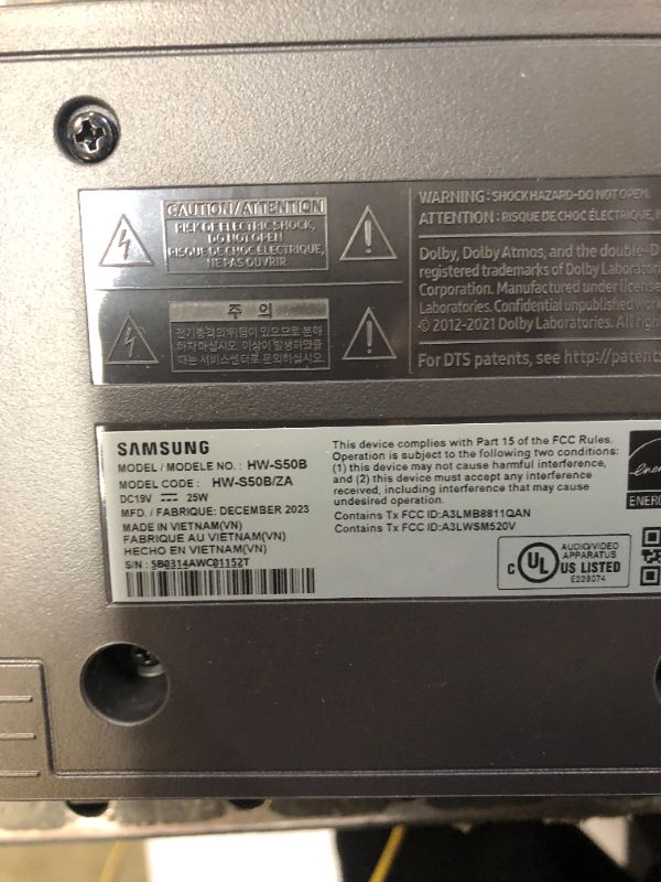 Photo 1 of SAMSUNG HW-S50B/ZA 3.0ch All-in-One Soundbar w/Dolby 5.1, DTS Virtual:X, Q Symphony, Built in Center Speaker, Adaptive Sound Lite, Bluetooth Multi Connection, 2022 Black HW-S50B Soundbar