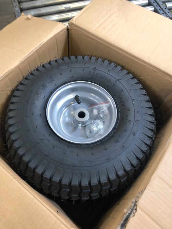 Photo 2 of (2 Pack) 15 x 6.00-6 Tire and Wheel Set - for Lawn Tractors with 3/4" Sintered iron bushings 15" x 6.00-6" Silver