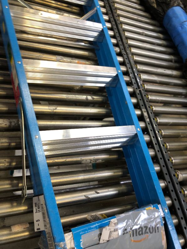 Photo 1 of Werner 6008 Type I Fiberglass Step Ladder, 7 Steps, Single-Sided, Blue, 250lb Load Capacity, 8' Length, 25" Base Width, 6.25" Height