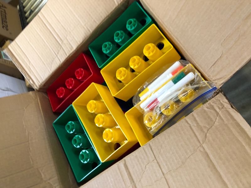 Photo 1 of Kids Adventure Jumbo Blocks - (42) Piece Big Blocks with Non-Toxic Reusable Markers- 8" x 4" and 4" x 4" Large Building Blocks for Toddlers -Made in The USA - Safe Plastic Blocks Jumbo Blocks