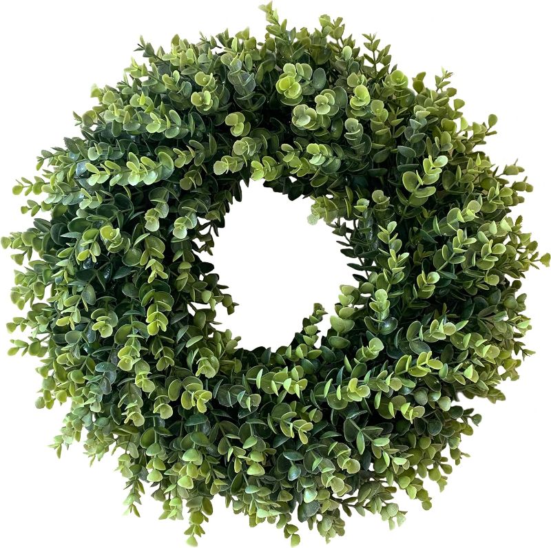 Photo 1 of 20” Wreaths for Front Door,Spring and Summer Eucalyptus Wreath,Outdoor Green Door Wreath for All Seasons Porch Living Room Bedroom Window Wall Indoor Outdoor Farmhouse Home Decoration
