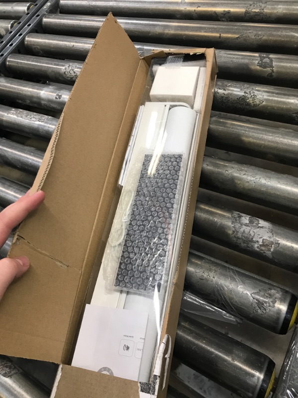 Photo 1 of Motorized Blinds with Remote control, Custom Blackout Smart Blinds [with Cover],Electric Blinds with Complimentary Solar Panel, Cordless Automatic Roller Shades for Windows (Grey?34"W x 72"H) B-grey (Solar Panels Charging) 34 x 72