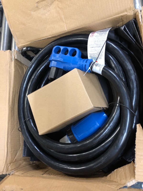 Photo 2 of 50 Amp Generator Cord and Power Inlet Box, 25FT 4 Prone RV Extension Cord, 125/250V NEMA 14-50P Male to SS2-50R Twist Locking Connector, STW 6/3+8/1 AWG, Transfer Switch for Home Generator