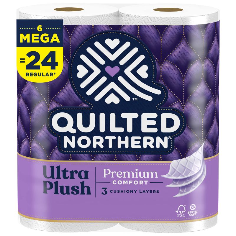 Photo 1 of Quilted Northern Ultra Plush Toilet Paper, 6 Mega Rolls = 24 Regular Rolls