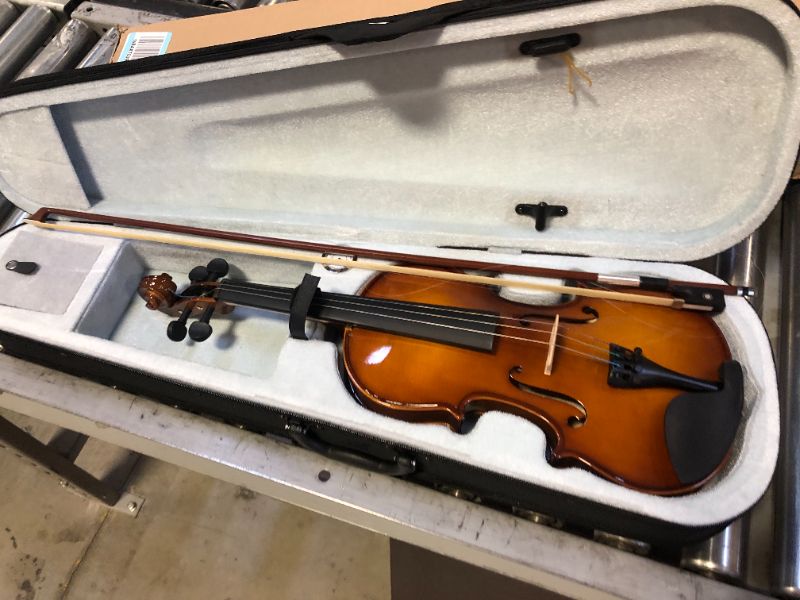 Photo 3 of Violin 4/4 Full Size Set,Kmise Solid Wood Fiddle for Adults Beginners Students Kids,with Hard Case with Hygrometer,Violin Bow,Shoulder Rest,Rosin,Extra Strings