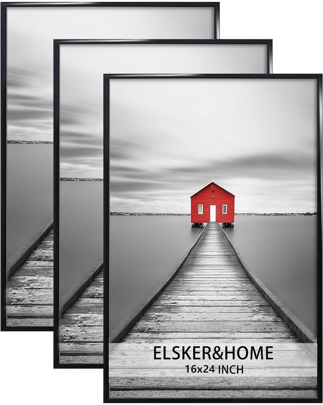 Photo 1 of ELSKER&HOME 16x24 Poster Frame 3 Pack, Black Picture Frame for Horizontal or Vertical Wall Mounting, Sturdy and Scratch-proof
