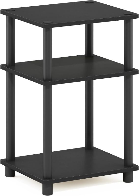 Photo 1 of Furinno Just 3-Tier Turn-N-Tube End Table / Side Table / Night Stand / Bedside Table with Plastic Poles, 1-Pack, Americano/Black
