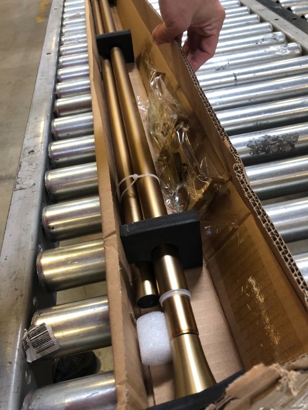 Photo 2 of 1Inch Single Curtain Rods, Decorative Drapery Rods Adjustable 84-120IN Length, With Horn Finials, Wall Mount and Ceiling Mount, Warm Gold Warm Gold 84-120"