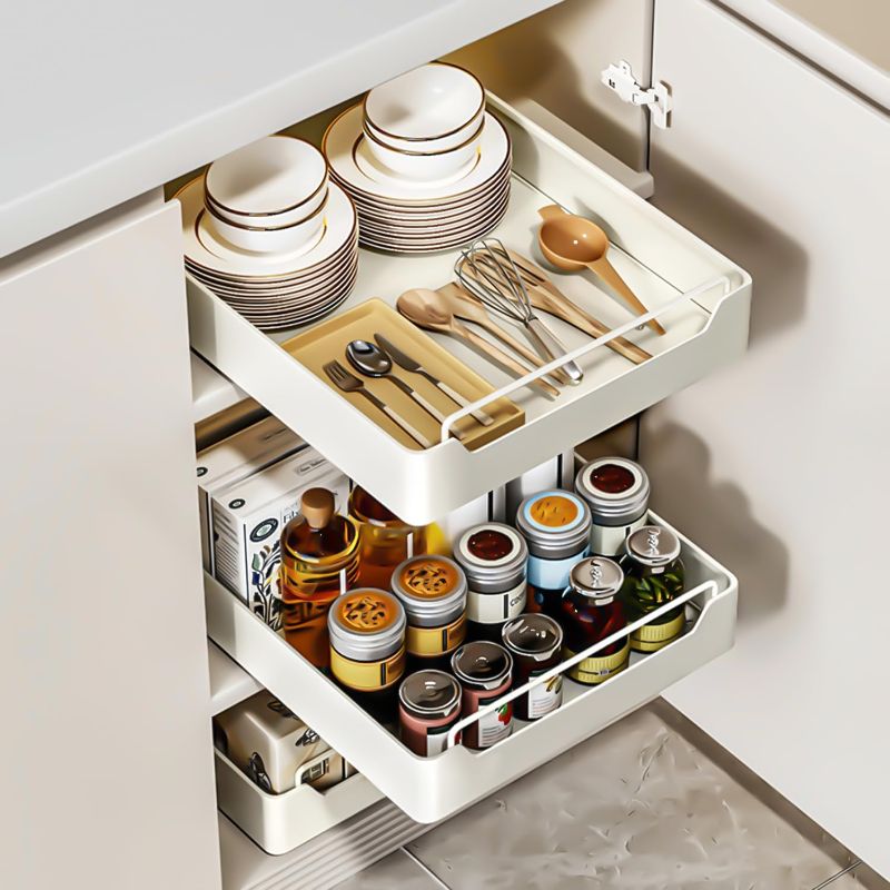 Photo 1 of Pull Out Cabinet Organizer Fixed With Adhesive Nano Film, Heavy Duty Slide Out Pantry Shelves, Sliding Drawer Pantry Shelf for Kitchen, Living Room, Home,12.2" W x16.9 D x 2.75" H
