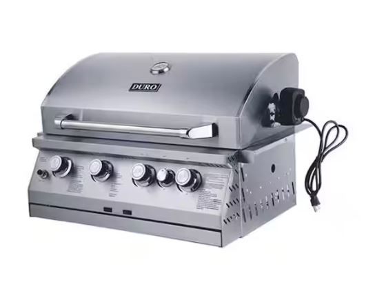 Photo 1 of 30 in. 4-Burner Built-In Gas Grill with Rotisserie Burner
