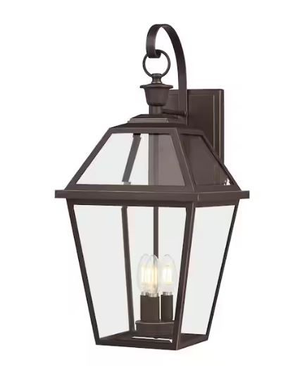 Photo 1 of Glenneyre 24 in. Oil-Rubbed Bronze French Quarter Gas Style Hardwired Outdoor Wall Lantern Sconce Clear Glass
