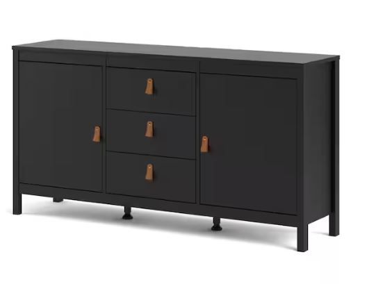 Photo 1 of Madrid Black Matte Sideboard with 2-Doors and 3-Drawers
