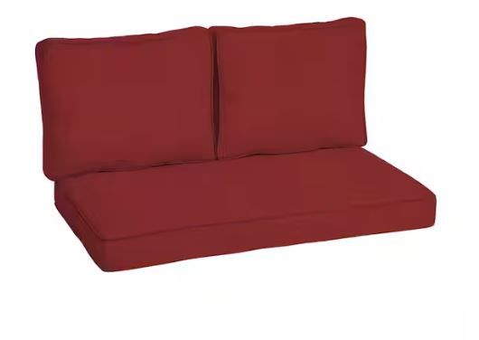 Photo 1 of 46 in. x 26 in. Outdoor Loveseat Cushion Set in Ruby Red Leala
