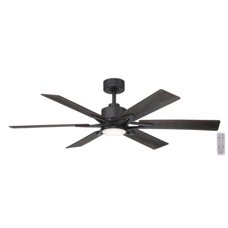 Photo 1 of Home Decorators Collection Intervale 56 in. Integrated CCT LED Indoor/Outdoor Matte Black Ceiling Fan with Light and Remote Control
