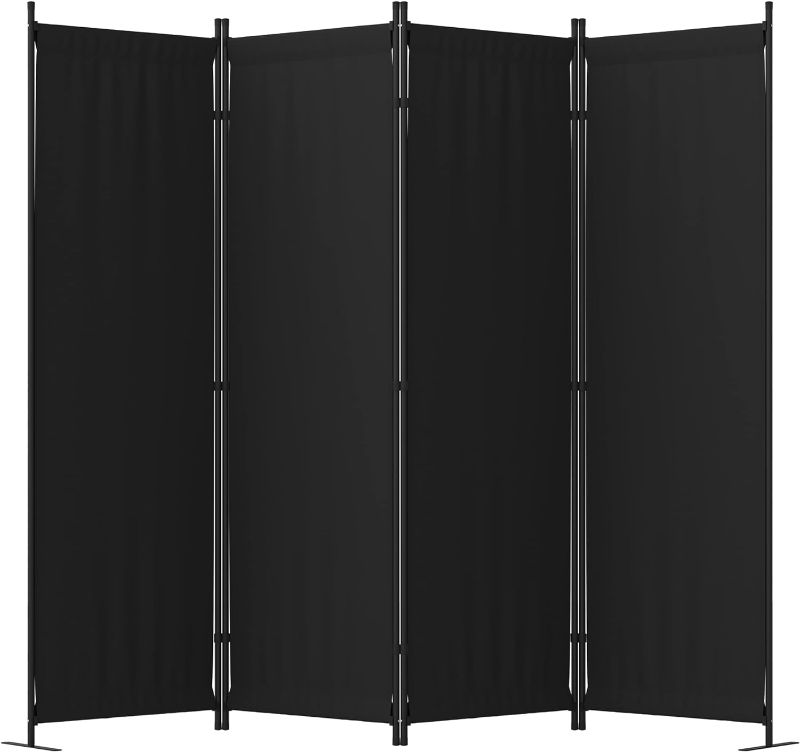 Photo 1 of Room Divider, 4 Panel Folding Privacy Screen, 88” Portable Separating with Metal Feet, Partition Room Dividers, Lightweight Freestanding Wall Divider Screen for Office Bedroom Hospital(Black, 4 Panel)

